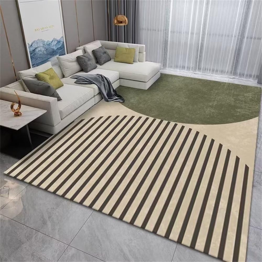 Teppischsclafzimmer Vorhänge Schlafzimmer Grau-grünes geometrisches Design grüne Linie Dekoration rutschfest und Nicht verblassen Schlafzimmer Teppiche 80X150CM