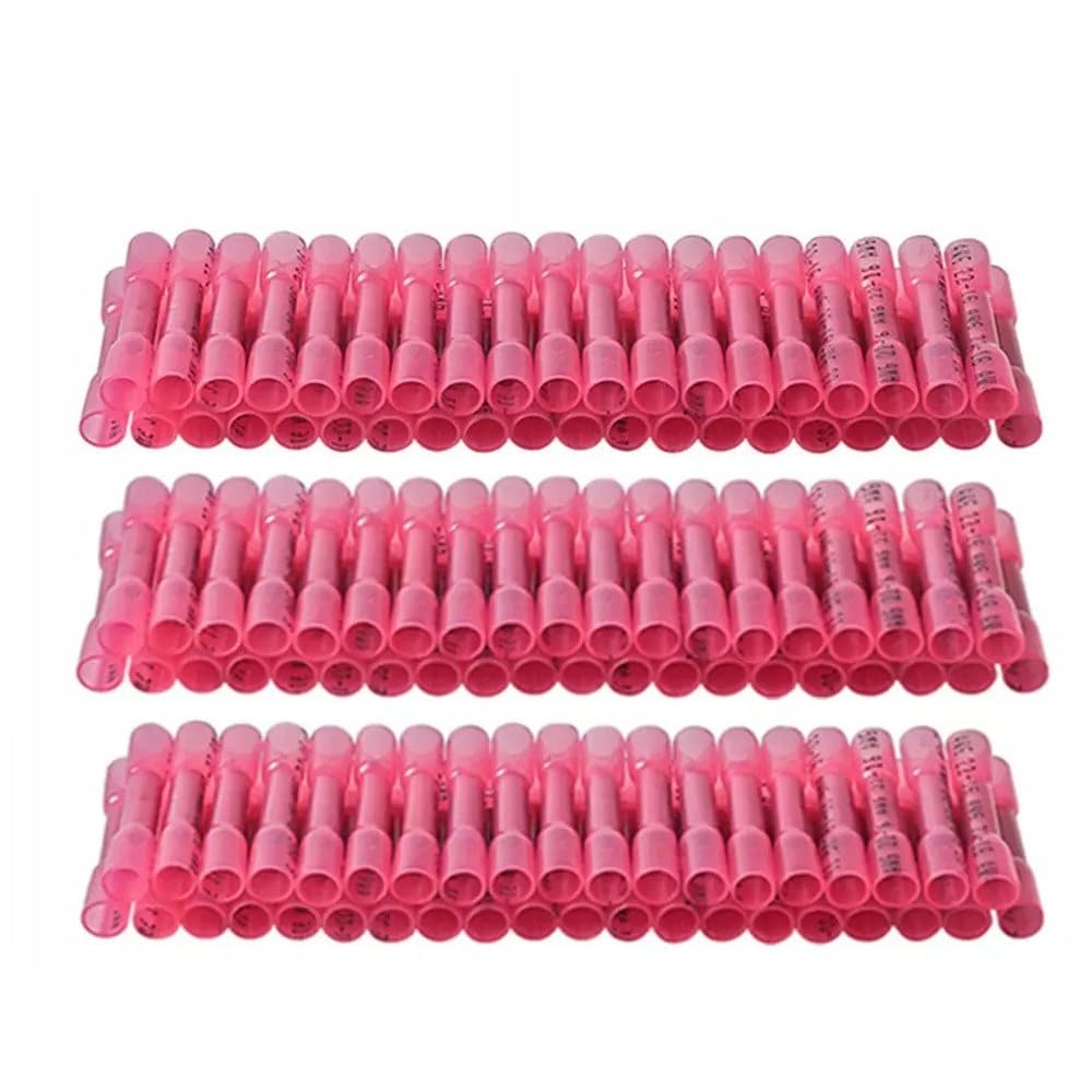 200 Pcs of Heat Shrink Wire Connectors 22-16 AWG Butt Seal Terminals Red