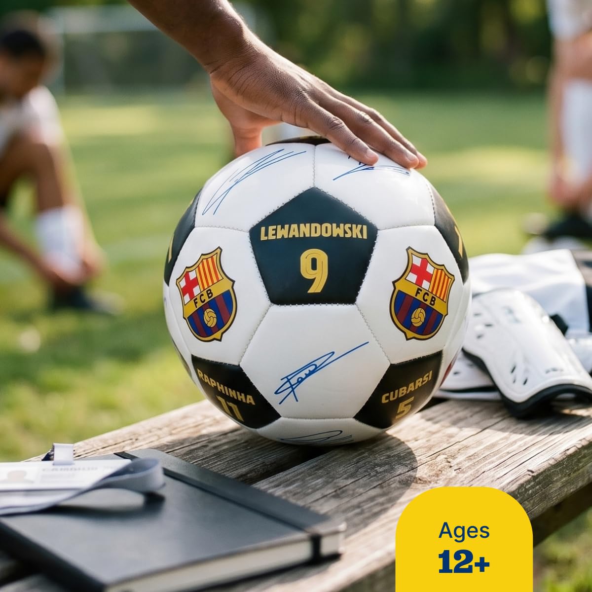 Maccabi Art Balón de fútbol oficial del FC Barcelona con firmas de jugador y números de jugador, talla 5