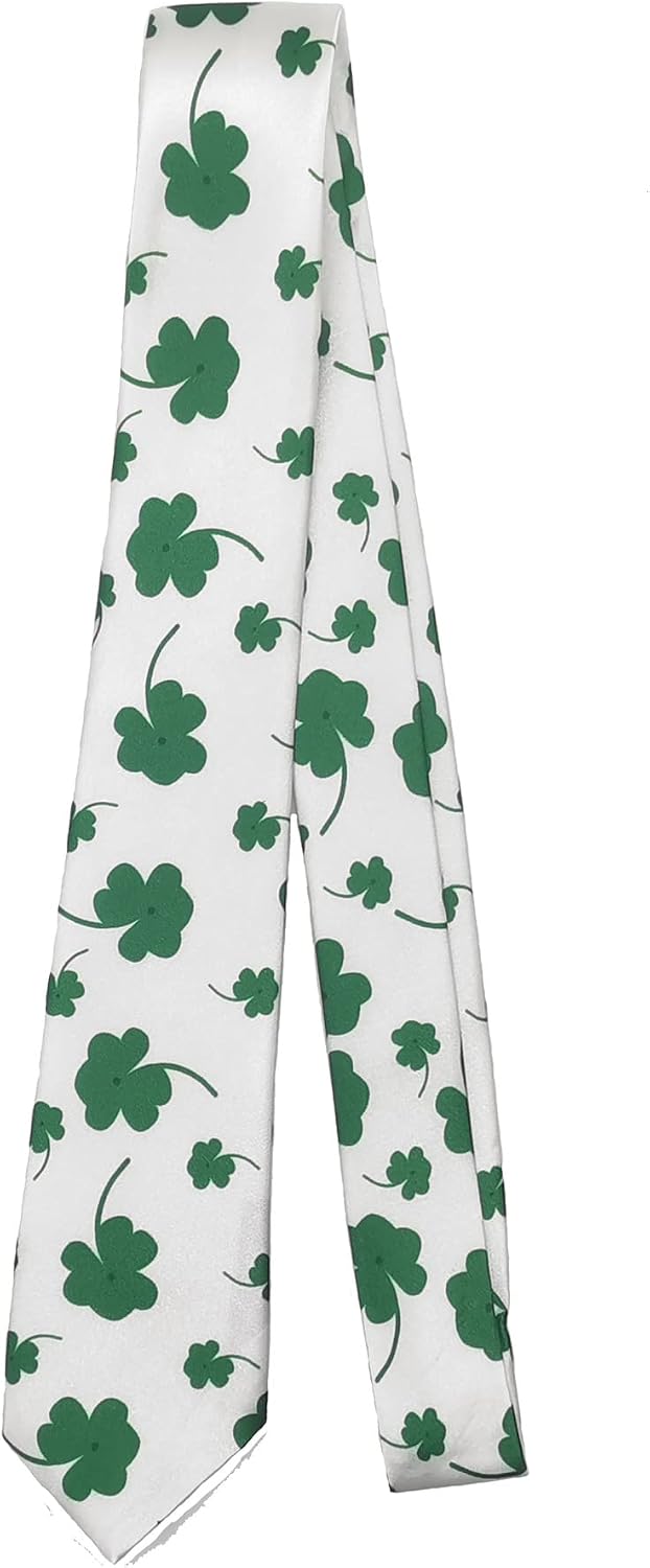JEWEKY Christmas Novelty Necktie Green Clover Ties Party Holiday Rave Clothing Accessory for Men and Women