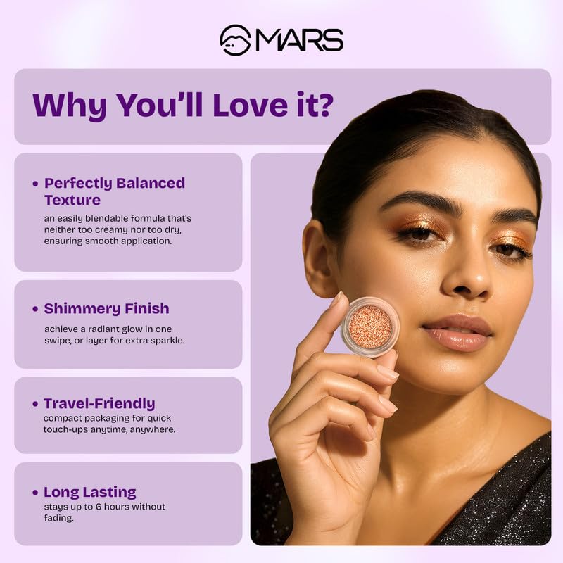 Image of MARS Starlit Pot Eyeshadow (3.0gm) (SHADE-02) | Shimmer Finish | Duo-Chrome Hue Shine | Long-Lasting | Smooth Texture | Mess-Free Application | Travel-Friendly | Easy To Use (Pack of 2)