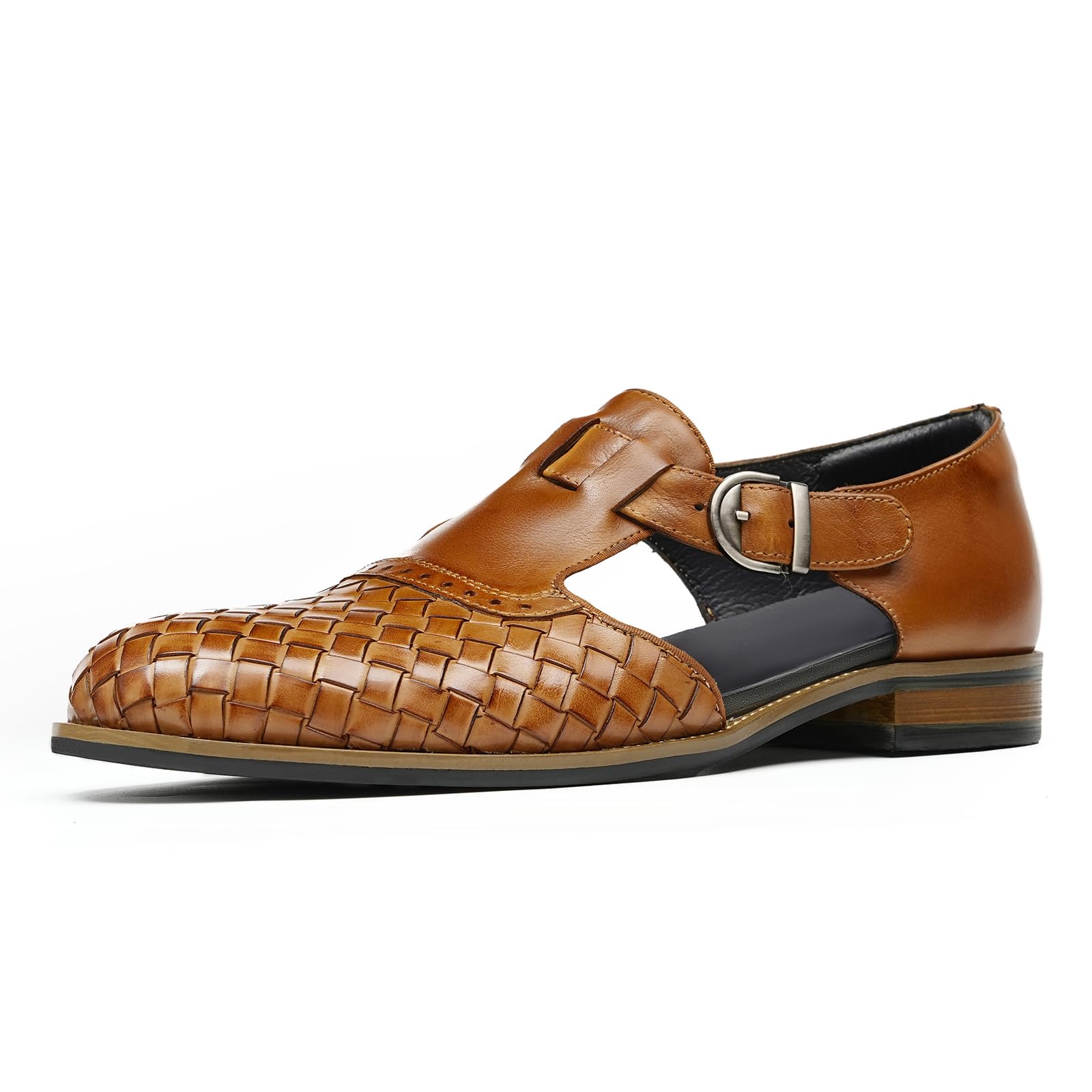Herren Vintage Echtes Leder Gewebt Sandalen Geschlossene Zehe Business Lässige Halbschuhe