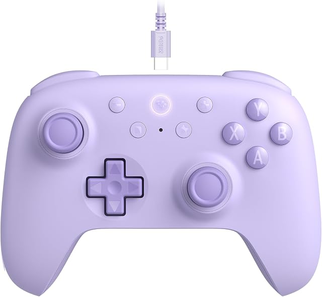 8BitDo Ultime 2C Contrôleur filaire pour Windows PC et Android, avec 1000Hz Taux de scrutin, joysticks d'effet Hall et triggers Hall, et révocables L4/R4 Bumpers (Purple)