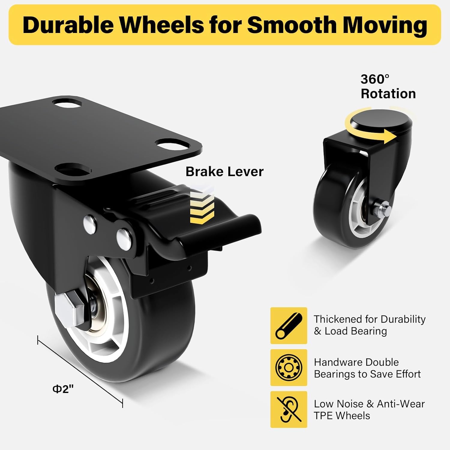 Diable Pliable, Chariot Robuste avec 6 Roues, capacité de 226,8 kg, Plaque Extensible de 66 cm, 2 Sangles élastiques, Chariot Utilitaire Pliable pour déménagement, Bagages, Voyage, Shopping, Noir