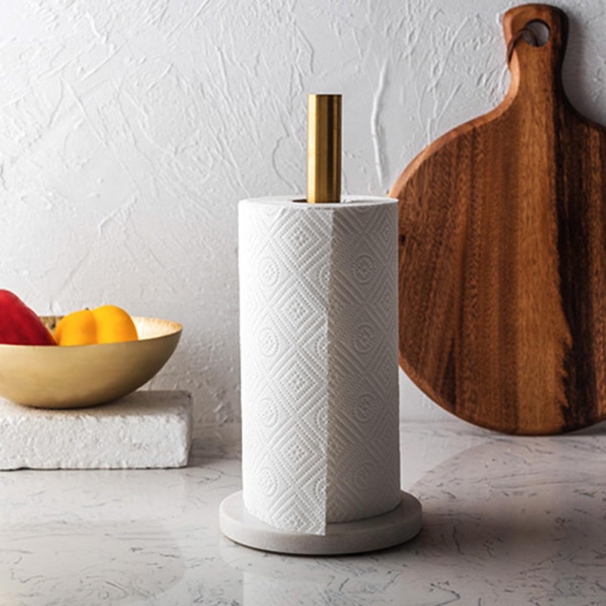 Soporte Práctico Papel Cocina de Natural Base para Mármol Acero y Inoxidable, Diseño Estable y Elegante para Almacenamiento