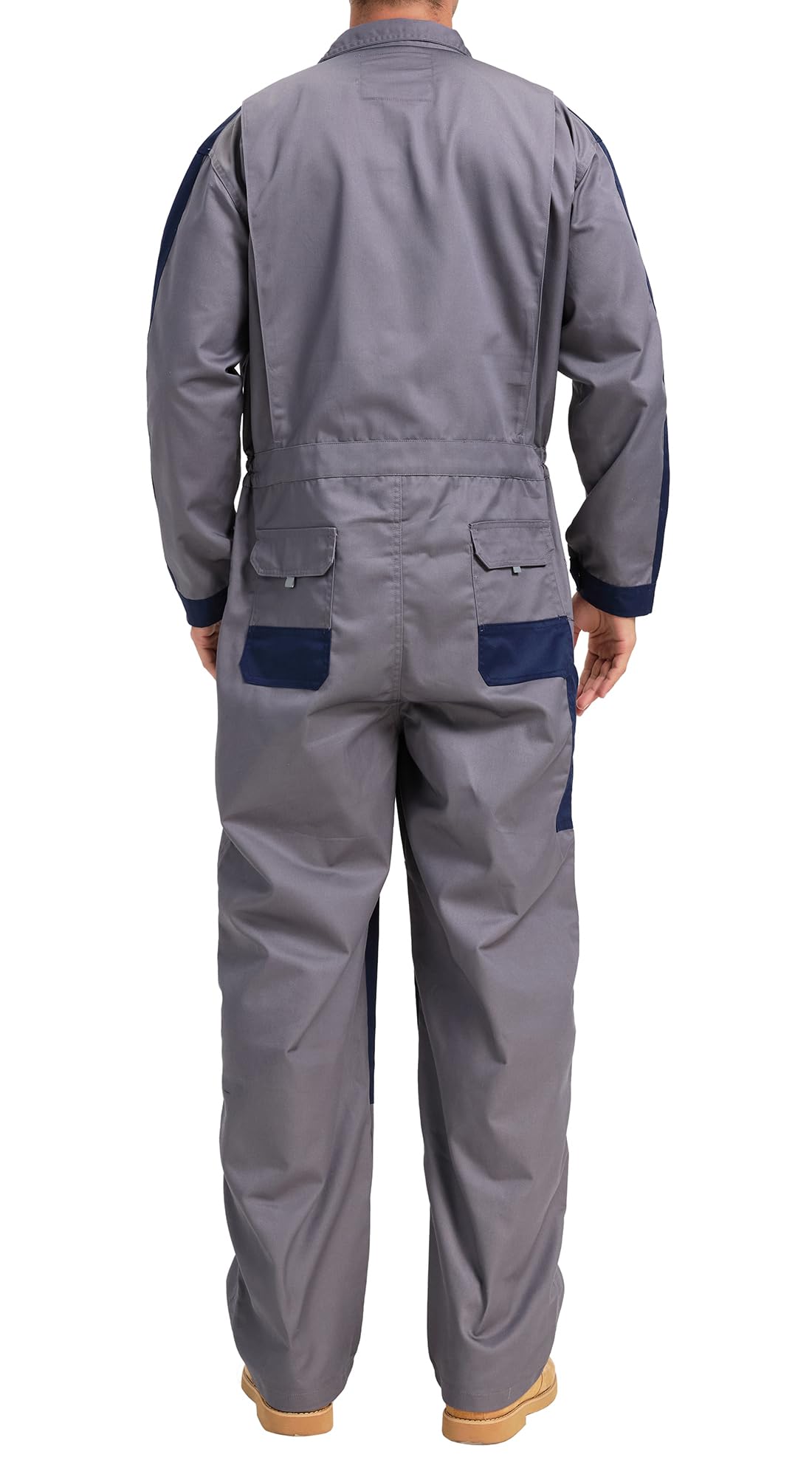 Mono de Trabajo de Hombre de Manga Larga con Rodilleras Puños y Cintura con Elástico, Pantalones con Peto de Trabajo para jardín y Garaje (Gris Oscuro, M)