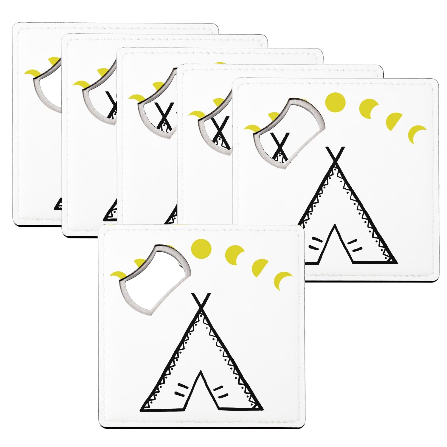 Sous verre décapsuleur tipi et cycle de la lune lot de 6