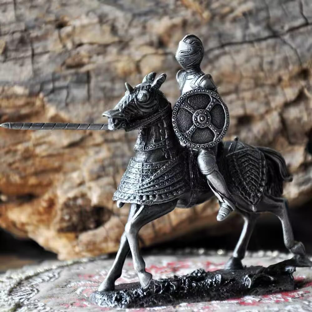 Amazon.co.jp: XinZhiRun メタル騎士像 装甲騎士 馬に乗った装甲騎士