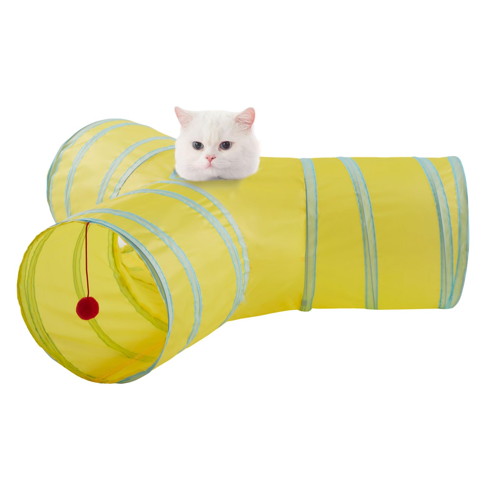 LeamStyle Home Cat Tunnels for Indoor Cats 3 Way Play Toy Kitty Tunnel Peek Hole Toy with Ball for Cat Tube Fun for Rabbits Kittens and Dogs