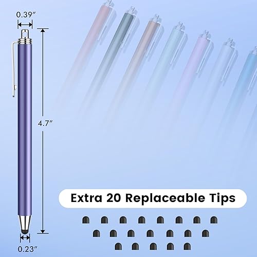 Miniatura 14 de MEKO - Bolígrafos para pantallas táctiles, paquete de 10 lápices capacitivos de punta de goma fina reemplazables con 20 puntas de repuesto