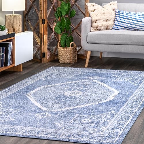 nuLOOM Vintage Oriental Style Distressed Isla Area Rug, 10x14, Bl...