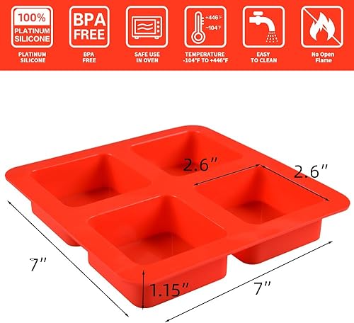 Miniatura 4 de Moldes cubiertos de chocolate, moldes cuadrados de silicona para hornear s'mores, magdalenas, brownies, galletas Graham, dulces, fabricación de
