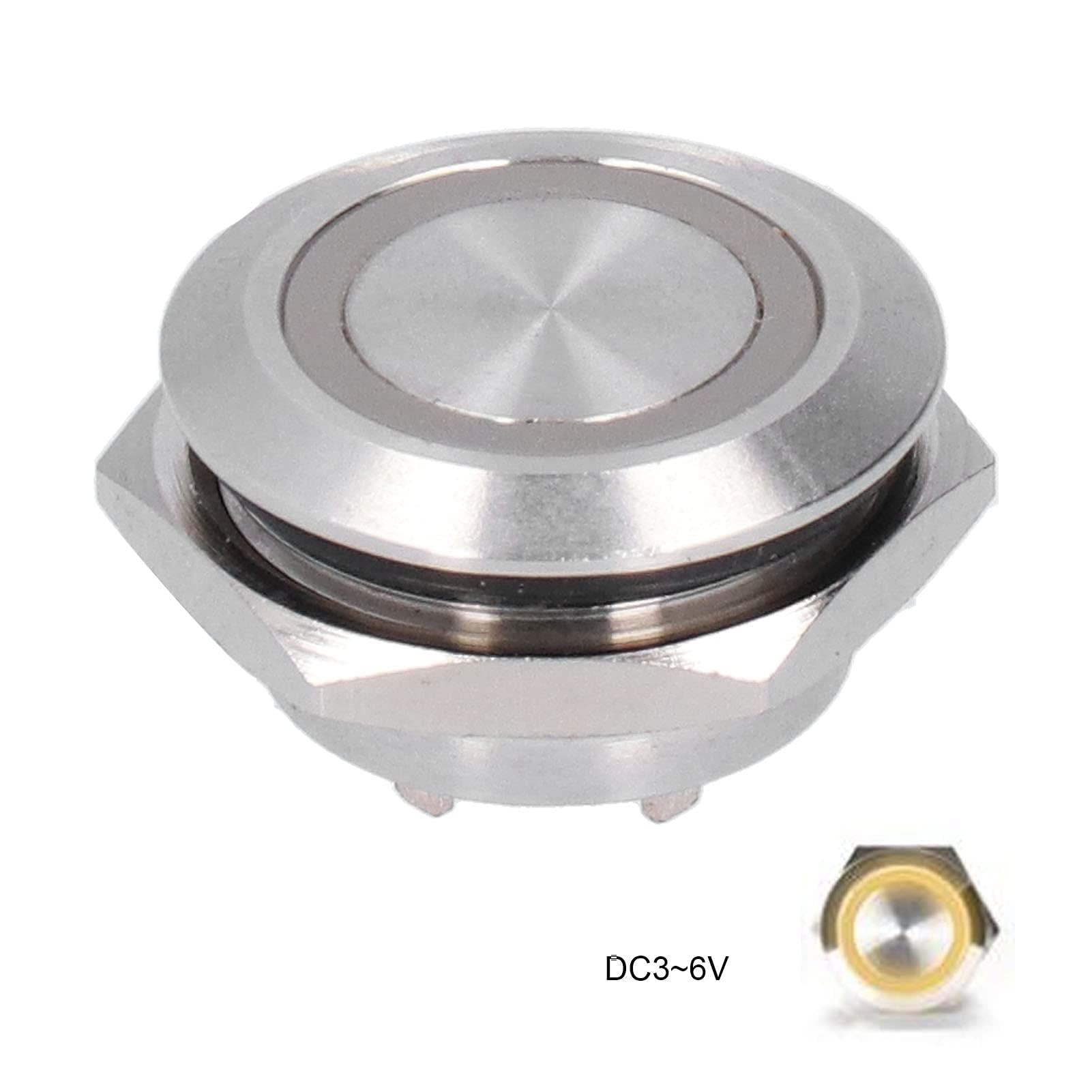 5-Pack 19mm Momentary Push Button Switch – DC 3-6V, IP65 Waterproof, Stainless Steel, Green LED, 1NO Self-Reset