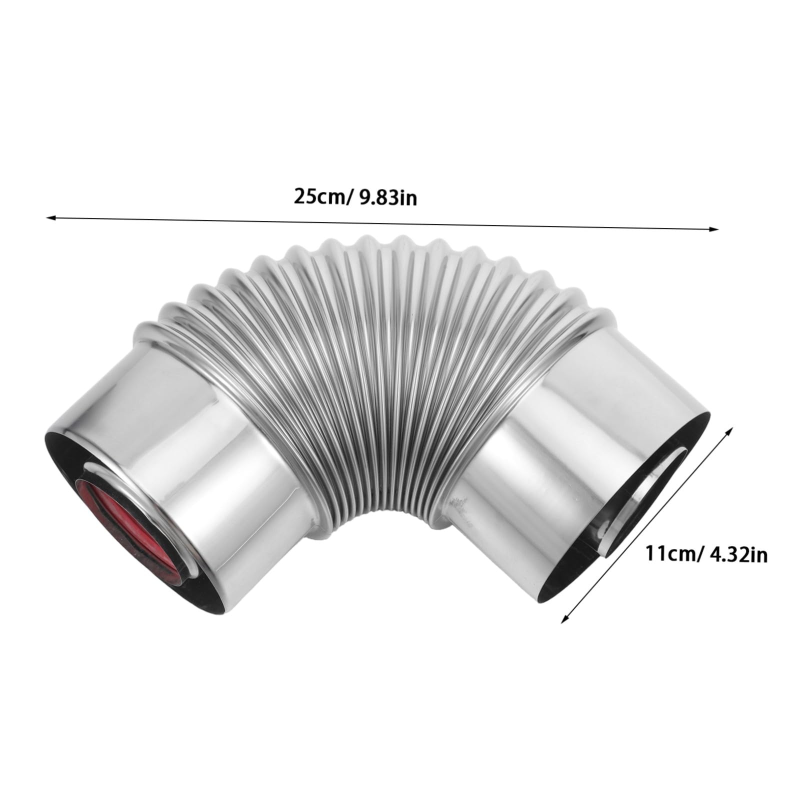 Connettore Tubo Stufa in Acciaio Inox a Gomito 90° Doppio Strato | Argento, Saldatura Ermetica, Isolamento Efficiente, per Stufa a Legna, Case e Uffici