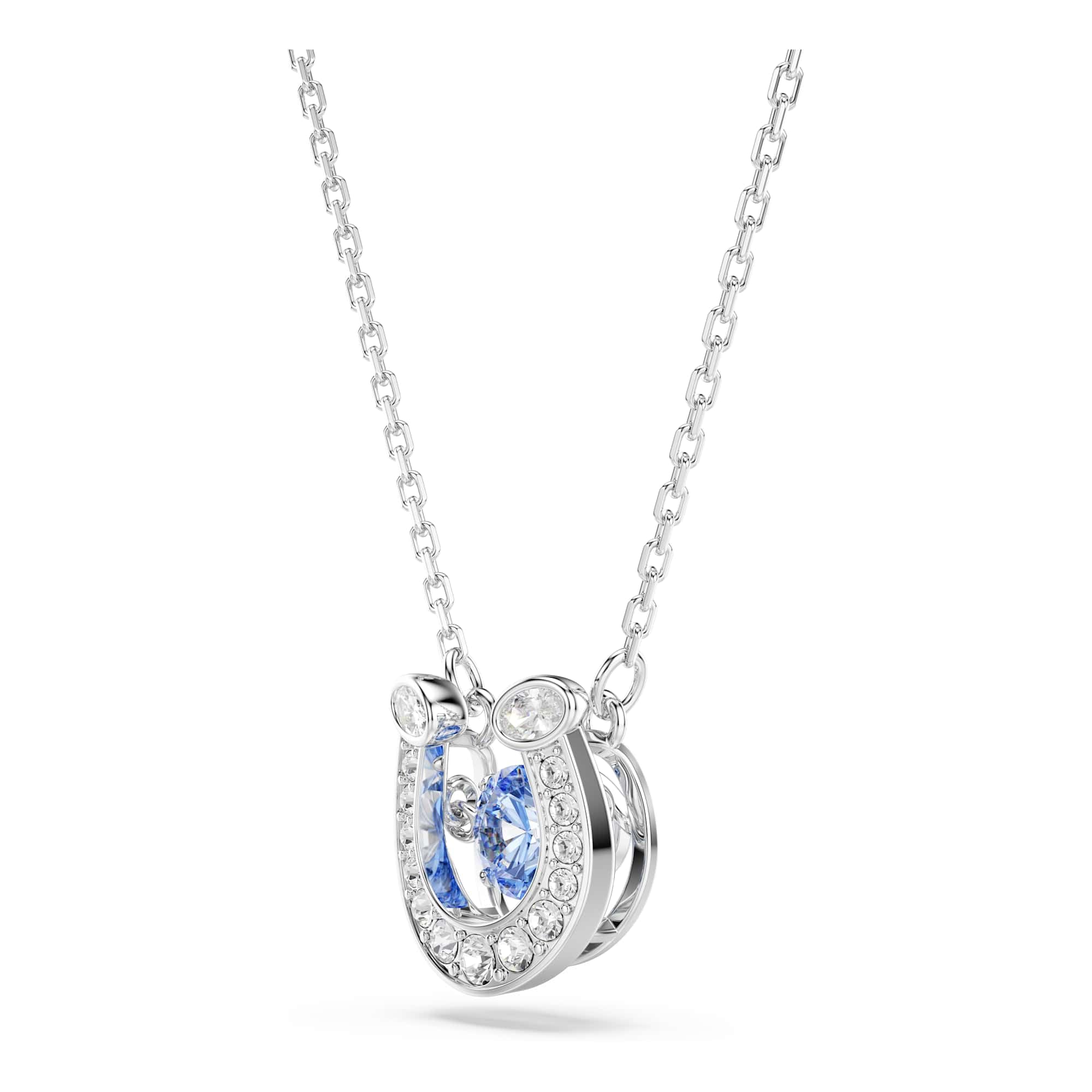 Swarovski Symbolica Kolekcja, Szlif okrągły, Pavé, Podkowa, Niebieski, Powlekany rodem