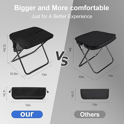 Miniatura 2 de DZ Duozhan Taburete portátil para campamento, taburete plegable de 13 pulgadas con capacidad de 260 libras, taburete plegable ligero con bolsa de