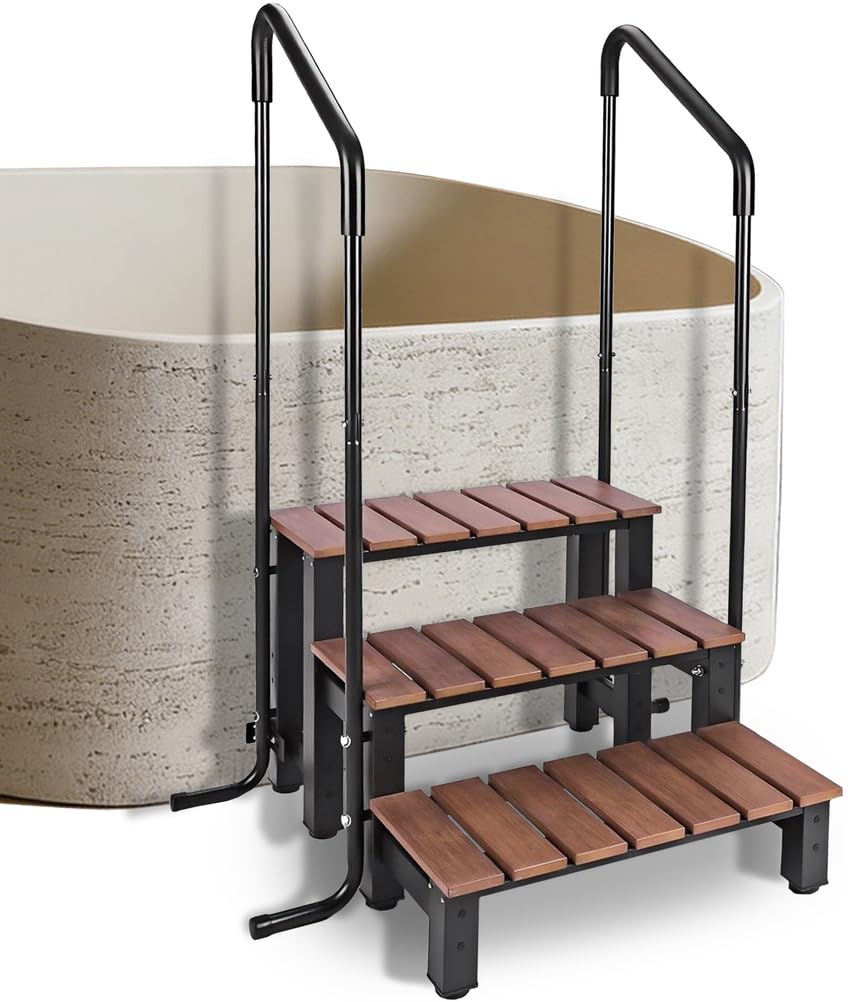 Whirlpool-Treppe mit Einer Tragkraft von 250 kg, 3 Stufen, Wohnmobil-Treppe, Wohnmobil-Stufen, Schwimmbadleiter, Aufstellpool-Treppe, Pool-Treppe, Outdoor-Spa-Badewannen-Stufenleiter