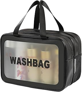 شنطة ادوات الزينة للسفر للنساء من بينتينج، شنطة ادوات زينة شفافة غير لامعة مع مقبض عملي، شنطة منظمة لمستحضرات التجميل وادوات التجميل للسفر (اسود)