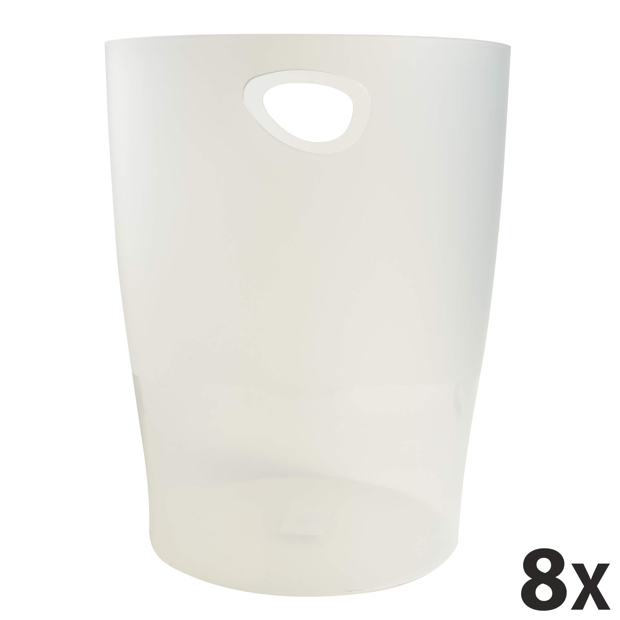 Exacompta 45357D ECOBIN 8er Pack Papierkorbiter mit Griffen. Eleganter und robuster Papierkorb und Mülleimer im modernen Design glasklar 15 L – Bild 3