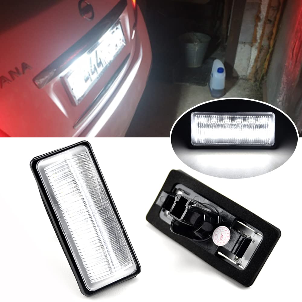 2pcs LED License Number Plate Lamp Light Compatible with Nis-san Al-tima Ma-xima Ro-gue Mu-rano Pa-thfinder Quest Sentra Versa Note JX35 QX60