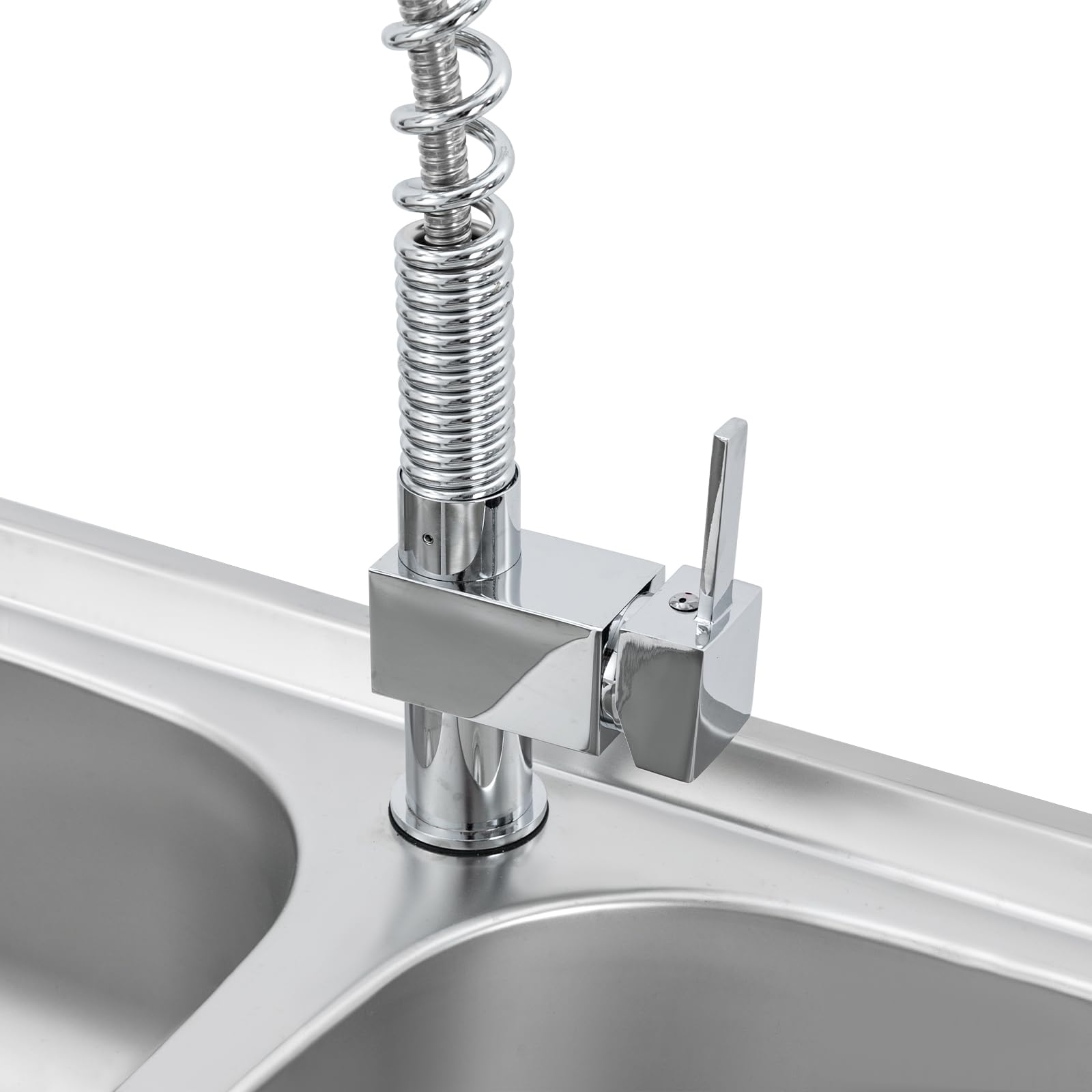Lavello in acciaio inox, 2 vasche da campeggio, con lavello e rubinetto, per esterni, interni, cucina, ristorante, bar, 120 x 50 x 80 cm