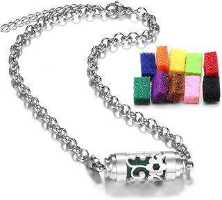 JOYEAR Essential Oil Bracelet,Essential Oil Diffuser Bracelet Stainless Steel Aromatherapy Locket Adjustable Diffuser Bracelet Unisex (Cover-F)