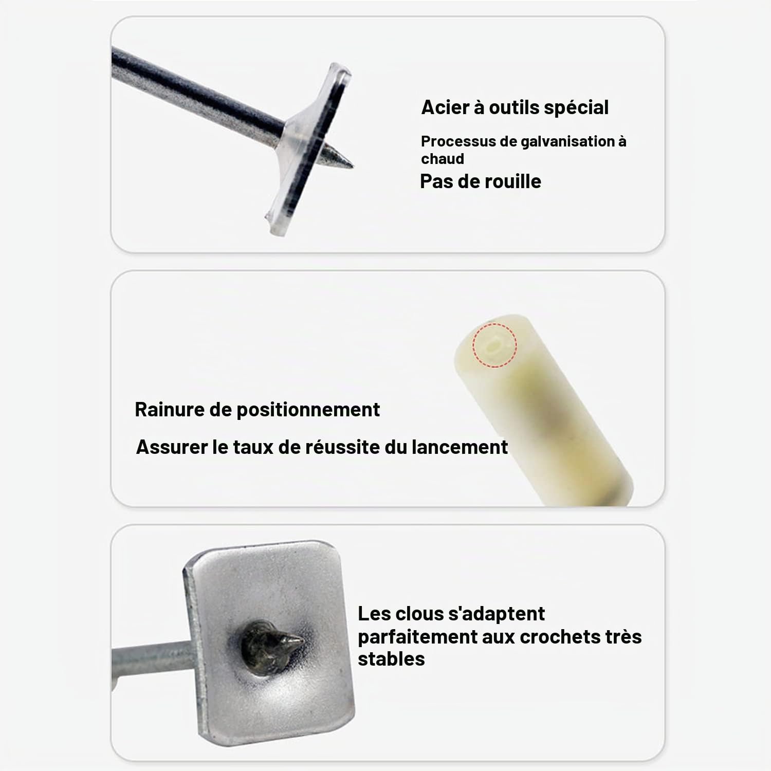 Lot de 50 clous de fixation pour pistolets à ongles solides et antirouille