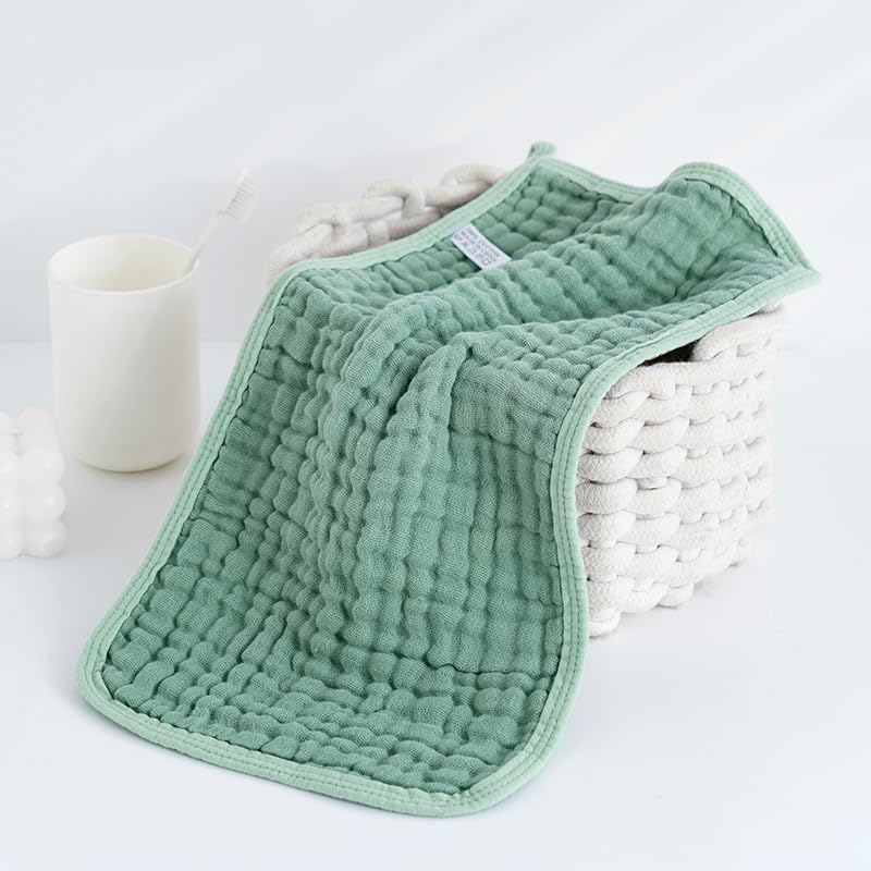 Image of Muslin Burp Cloths for Baby,100% Cotton Baby Washcloths for Baby, Large 20''X 10'' Super Soft and Absorbent,10 Pack (Dark Green, 25 * 50)