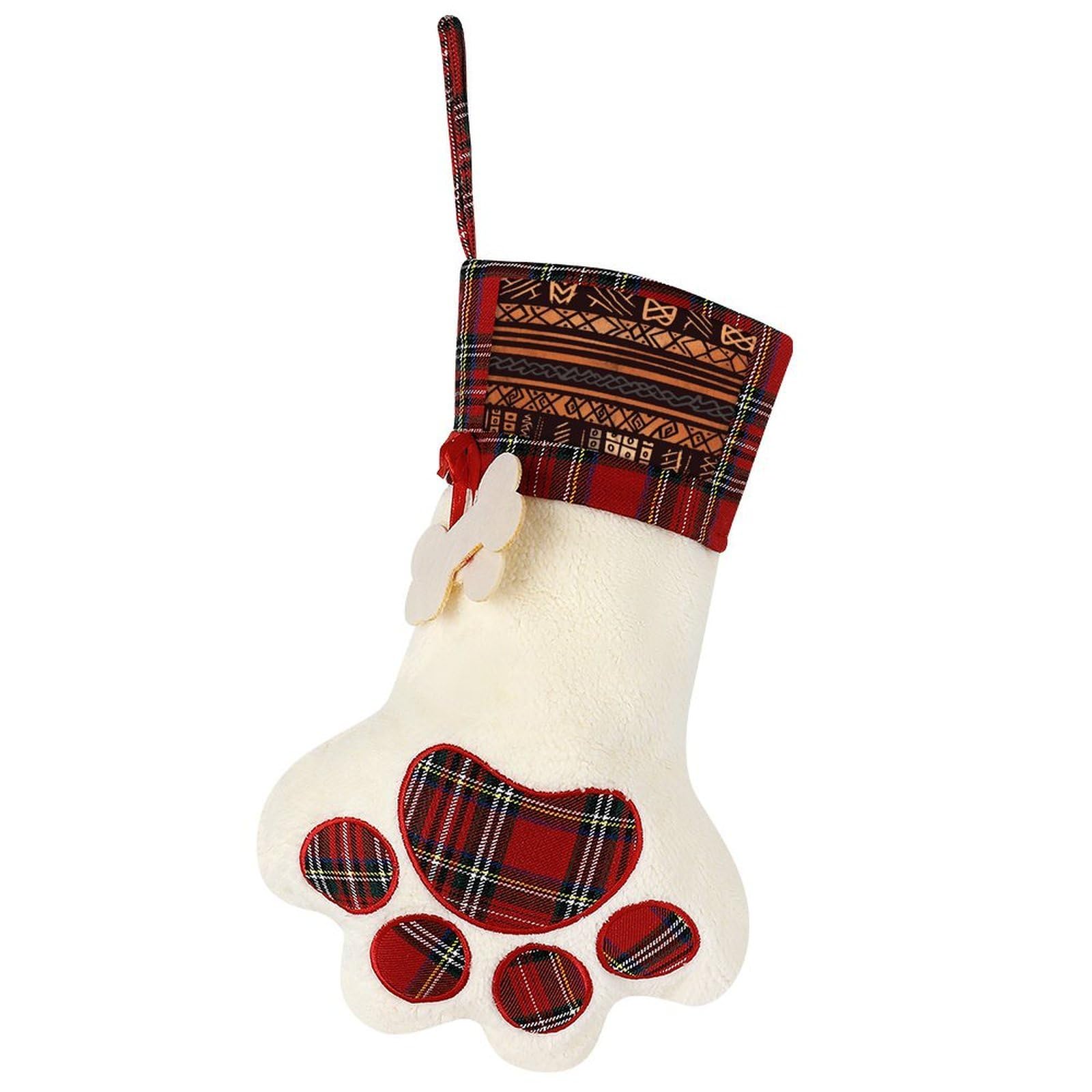 African Mud Cloth Tribal Dog Christmas Stocking,Custom Pet Paw Christmas Stockings Xmas Hanging Stockings Paw Shape Stocking for Xmas Tree Fireplace Hanging Christmas Party