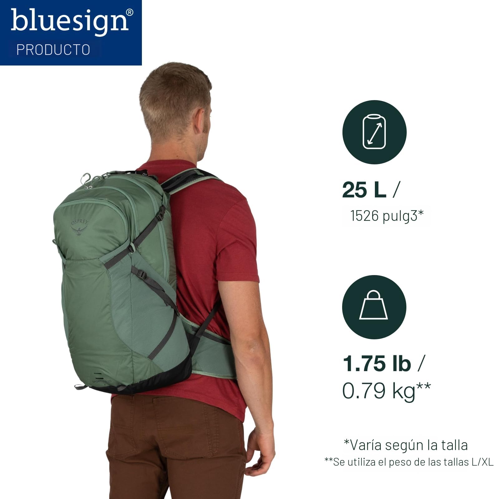 Osprey Sportlite Mochilas de senderismo unisex - Diseño minimalista y ligero - Panel trasero Airscape - Bolsillos para botellas de agua - Cinturón
