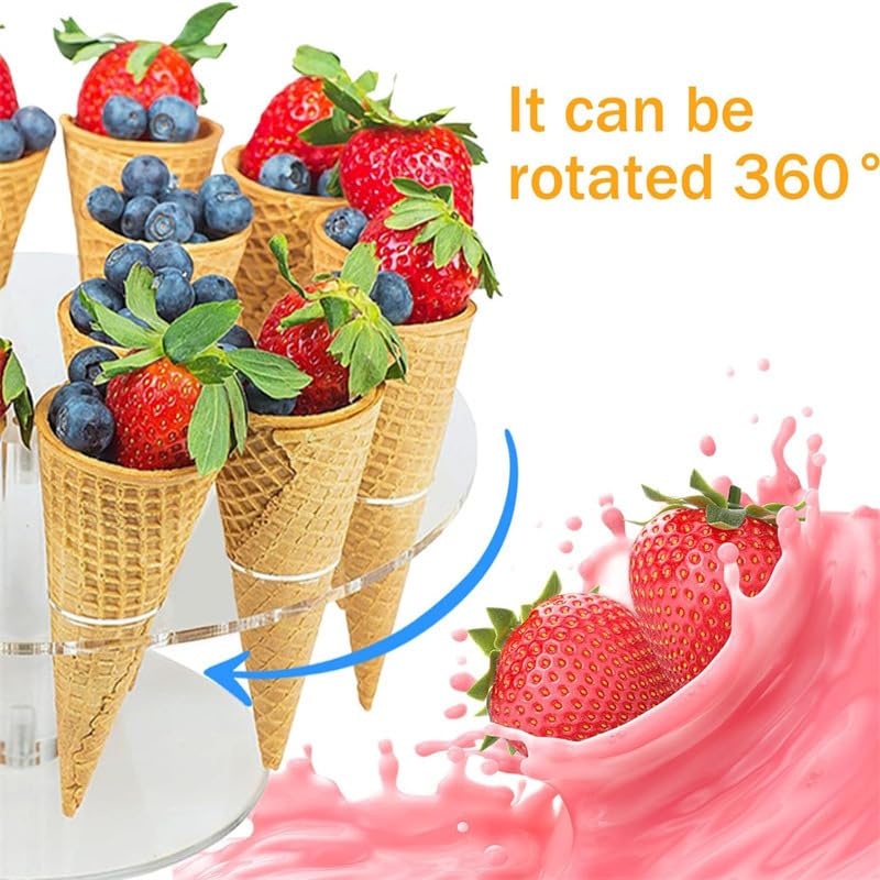 Espositore Per Coni Gelato In Acrilico Trasparente – 12 Fori, Porta Dolci Per Feste, Compleanni E Buffet, 33x10cm - 3