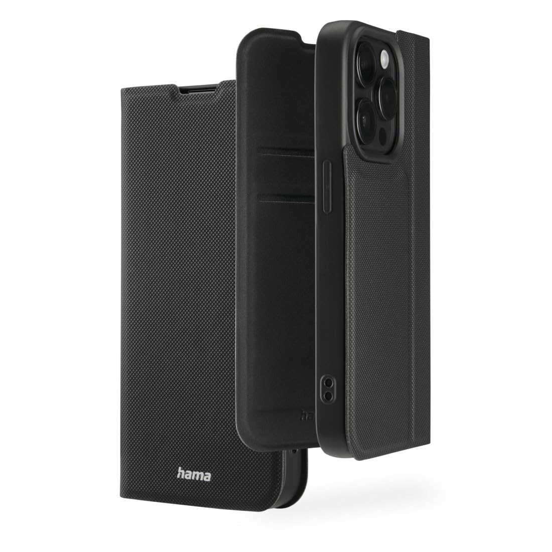 Hama iPhone 15 Pro Daily Protect Case | Protective Case with Card Holder | Flip Case | Black