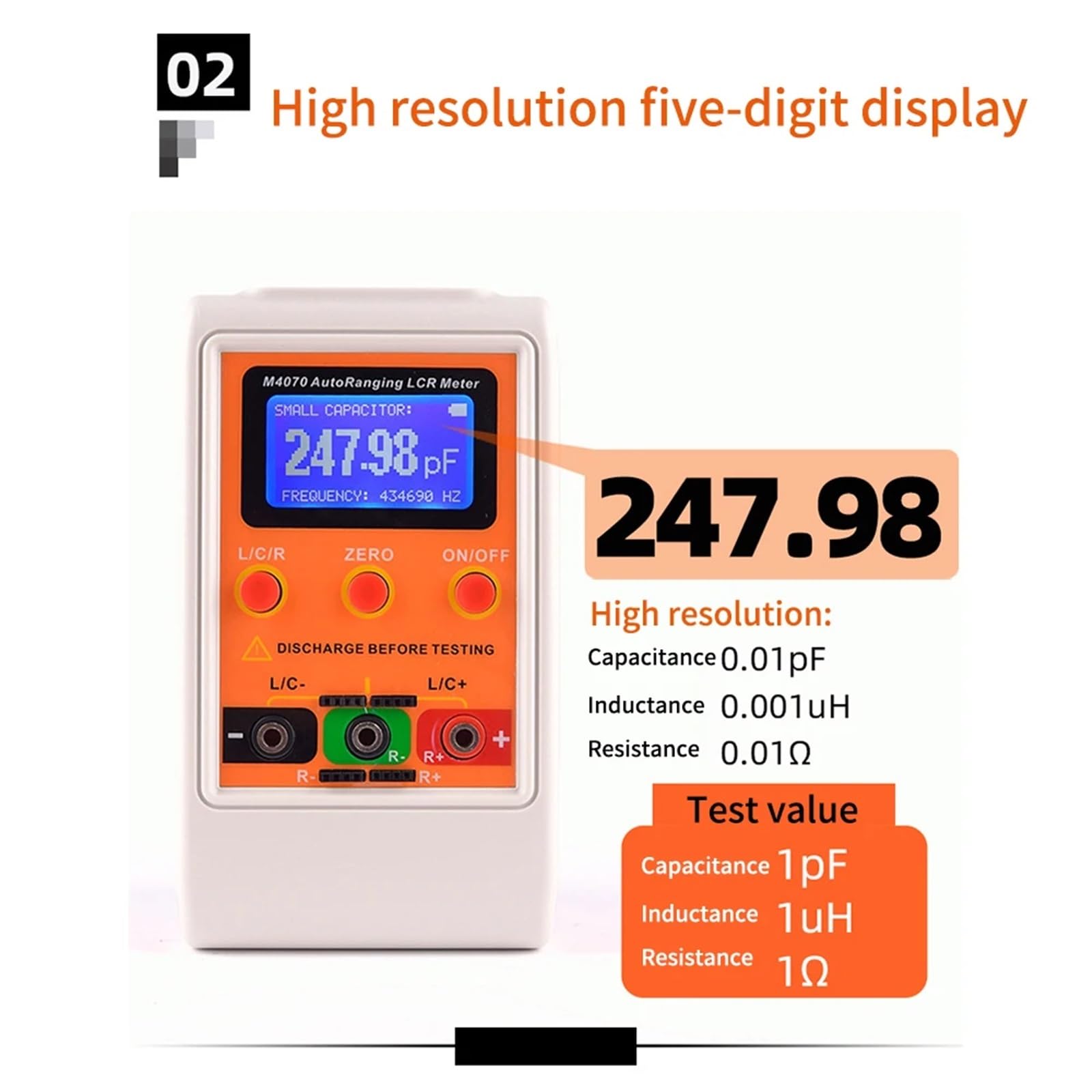 Multimetr cyfrowy, Miernik mostkowy LCR z automatycznym zakresem LCD, akumulatorowy, cyfrowy, pojemnościowy, indukcyjny, duży zakres 100H 100mF 20MR, akumulatorowy M4070 Wszechstronne możliwości pomia