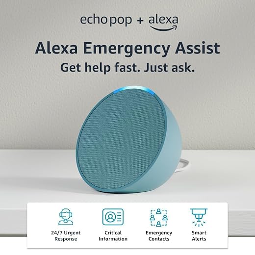 Amazon Echo Pop | Alexa fits in anywhere: bedroom, living room, bathroom, office, and small spaces | Midnight Teal