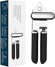 KITCHENDAO Can Opener Manual, 2nd Generation Blade, Handheld Can Opener with Magnet, Super Sharp Cutting Wheel for Smooth Edge Cut, Soft Grip,Oversized Knob for Seniors & Arthritis, Easy to Use, Black
