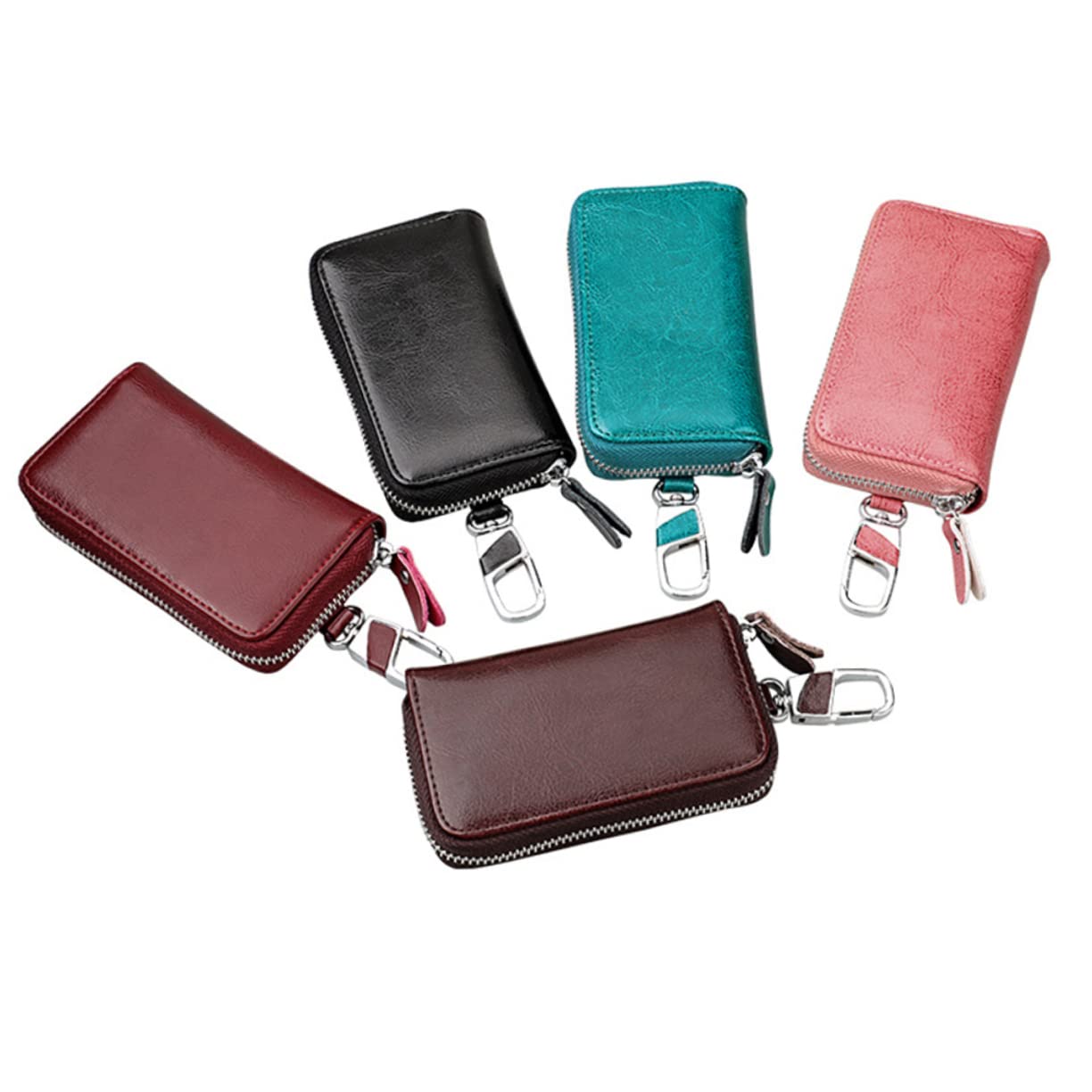 Gatuida 3piezas Bolso De Cintura De Cuero Multifuncional para Llaves De Coche Funda Cierre y Clip para Colgar Diseño Elegante y Duradero Protección contra Pérdidas y Rayones para