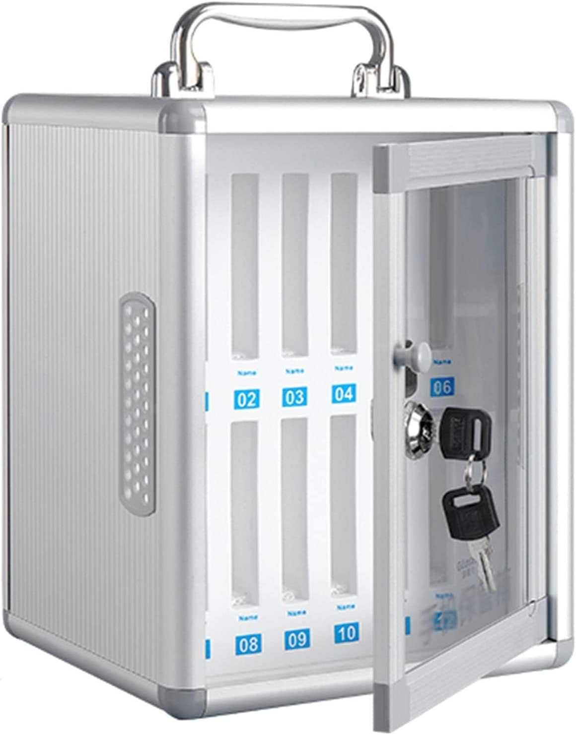 Mobile Phone Cabinet Mobile Phone Storage Box with Lock Mobile Phone Storage Cabinet with Cooling Holes Suitable for Schools Restaurants Conference Rooms,Silver-12 Slots