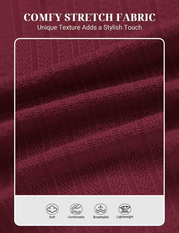 COOFANDY Mens Knit Polo Shirts Short Sleeve Slim Fit Textured Golf Polo Shirt Casual Summer Vacation T-Shirts - Image 6