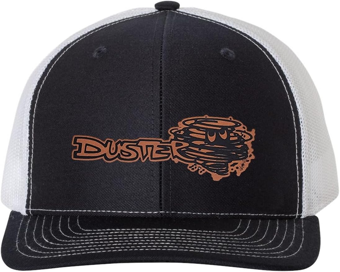 Plymouth Duster Twister Logo Laser Engraved Leather Patch Richardson 112 Snapback Trucker Hat Cap