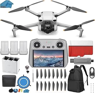 Mini 3 Drone (DJI RC) - & Fly More Kit Lightweight and Foldable 34-min Flight Time Camera Drone Bundle with Built in Monitor, with 128 GB SD, 3.0 USB Card Reader, Landing Pad, Backpack and More