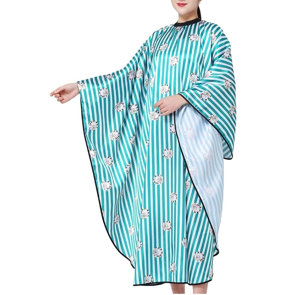 Professional Hair Styling Shawl Stripe Printing Waterproof Hairdresser Apron Barber Gown Hairdressing Haircut Capes Wrap(E)