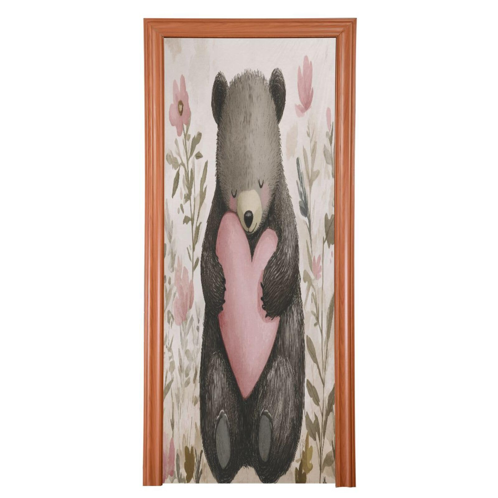 FLildon Forest Big Love Bear Door Cover Decoration, Party Accessory Porch Decor for Festive Ornament Room Door Covers 32 x 79 Inch