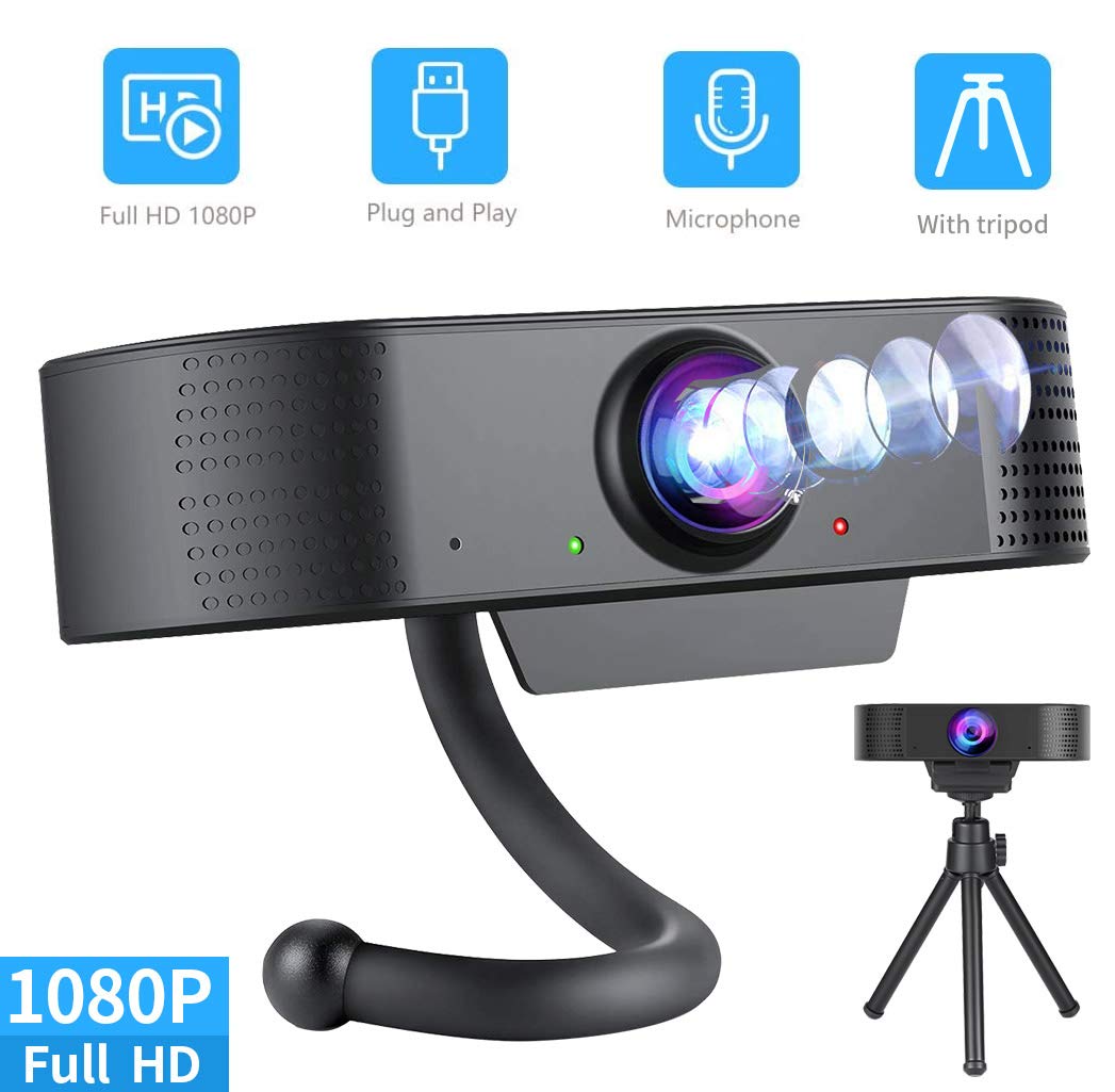 USB Webcam with Microphone&Tripod.Sherry 1080 30 FPS HD Computer Camera with Wide View Angle,Multi-Compatible Web Cameras for Computer , USB Camera for Video Conferencing, Recording, and Streaming