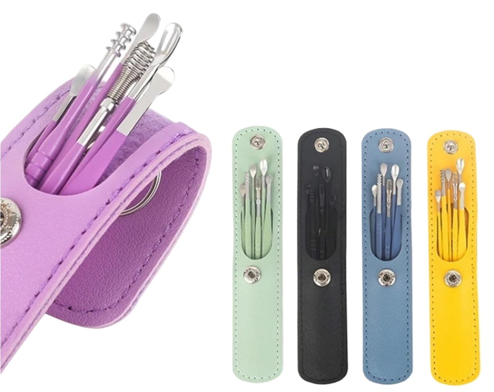 Earwax Removal Kit 6Pcs Ear Cleaner Wax Remover Cleaning Kit Pick Earwax Curette Spoon Care Removal Tool Set