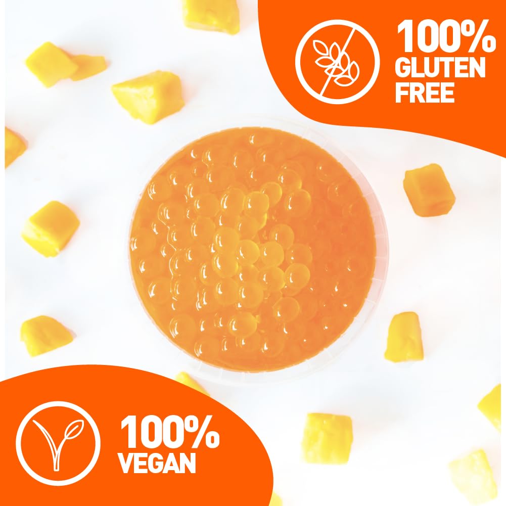 FRANKLY Popping Boba - Esferas de fruta para Bubble tea, té de burbujas, yogur, pasteles y dulces (Melocotón, 450g)