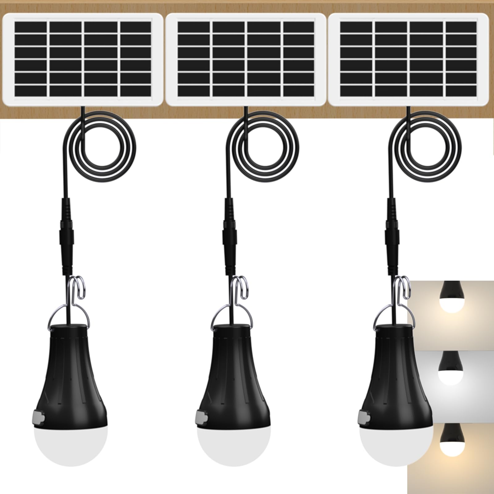 LOTOFIT Portable Solar Light Bulbs Outdoor Waterproof, Dusk to Dawn Solar Chicken Coop Lights with 3CCT(3000K/4000K/6000K), 4 Lighting Modes for Indoor, Shed, Emergency, Chicken Coop Accessories