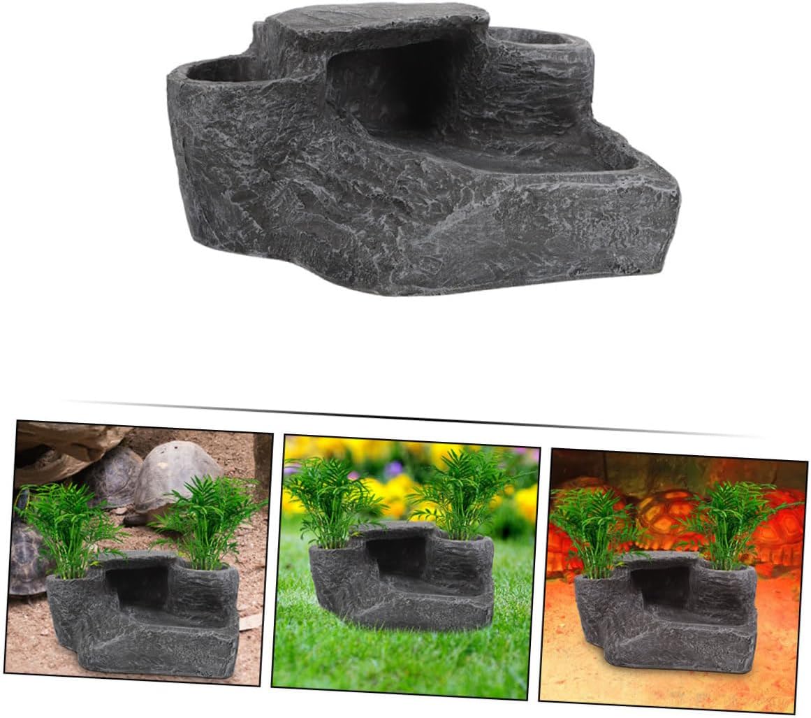 ORFOFE Turtle Basking Platform for Aquatic Tanks Resin Reptile Ramp for Climbing and Resting and Decor for Turtles and Amphibians for Fish Tank Landscaping