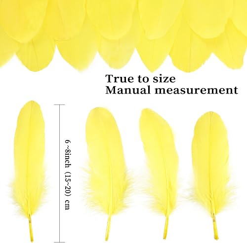 Miniatura 2 de FeelfunFeather 120 plumas de ganso amarillas de 6 a 8 pulgadas, 5.9-7.9 in, decorativas, naturales, plumas de ganso Nagoire a granel para