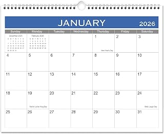 2026 Wall Calendar - 2026-2027 Calendar Runs from January 2026 - June 2027, 14.5" x 11.5", Simple Wall Calendar with Notes, Twin-Wire Binding + Hanging Hook + Thick Paper