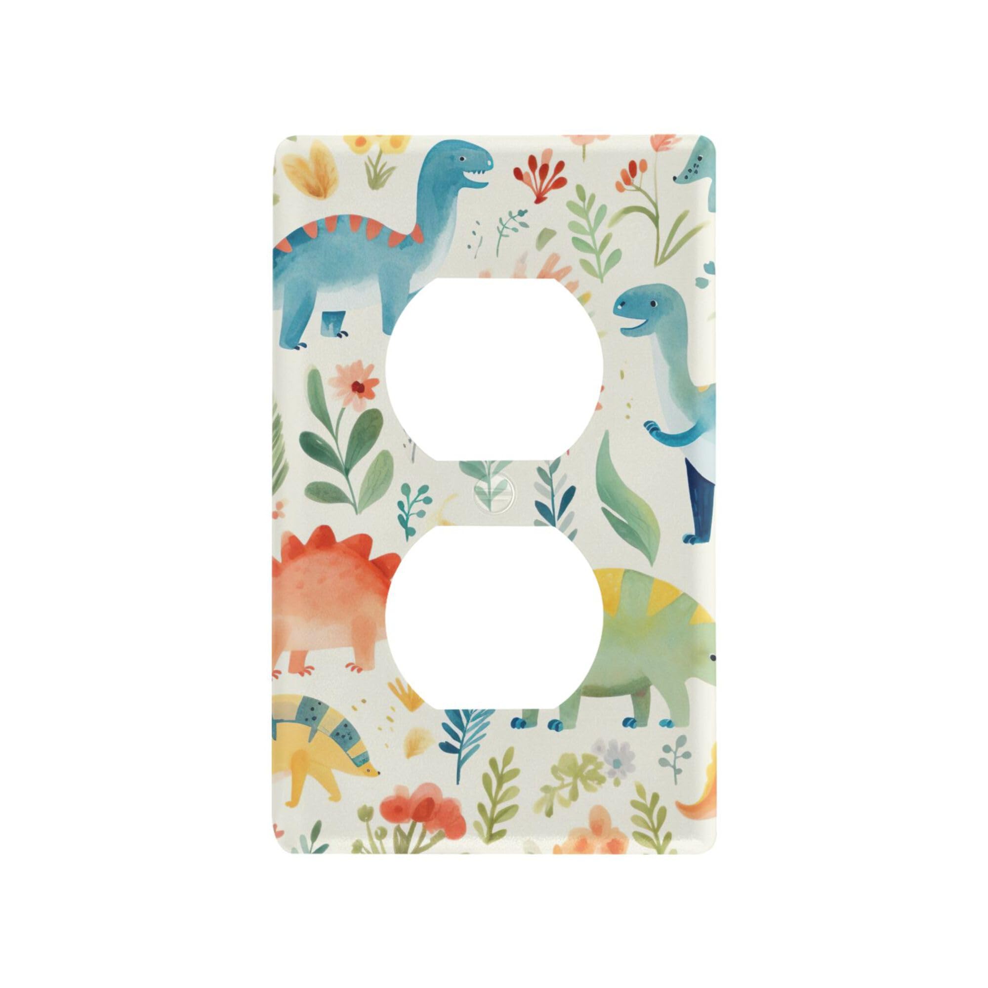 xigua Duplex Outlets Wallplate Cartoon Dinosaur Switch Wall Plate Cover,Decorative Outlet Cover Switch Cover for Home Office Bedroom 4.53